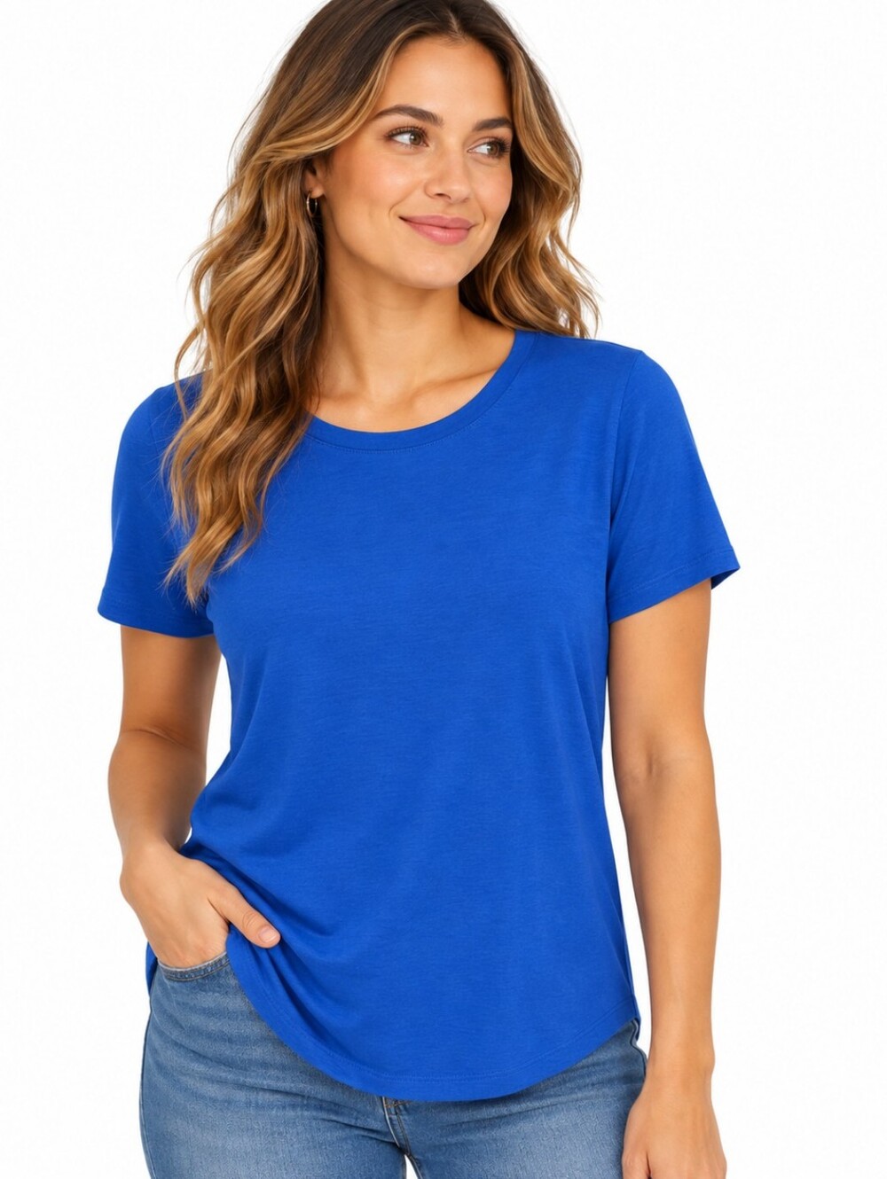 Nine West Women’s XL Cobalt Blue Short Sleeve Crew Neck Basic Tee